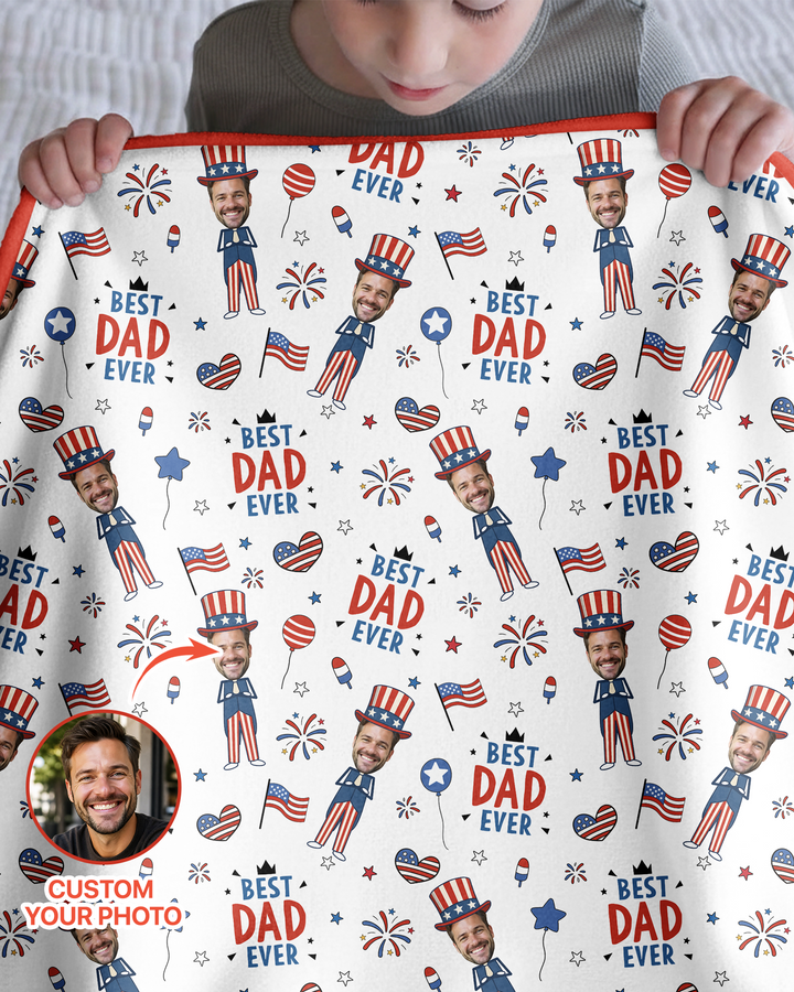 Custom Photo Best Patriotic Family Ever Bamboo Blanket