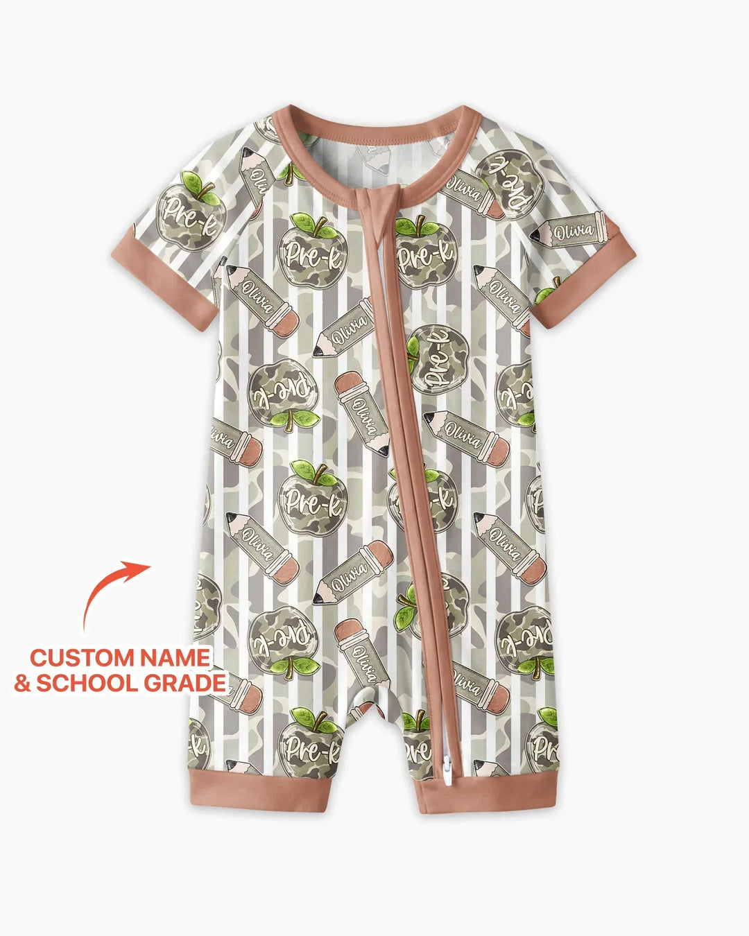 Custom Name Camo Apple Days Bamboo Shorty Zippy