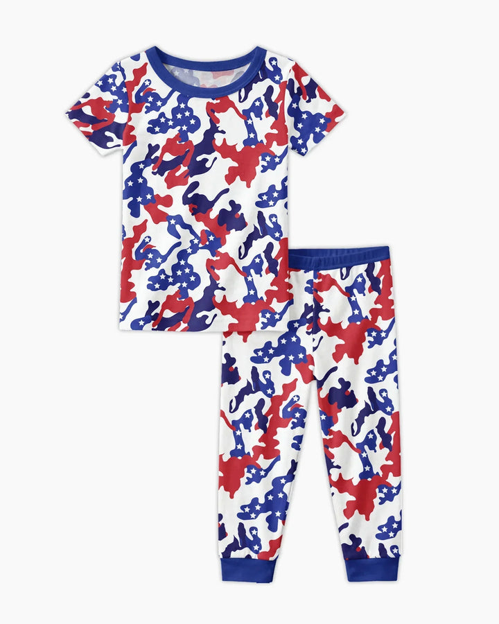 Patriot Camo Daddy & Me Matching Bamboo Two Piece Short Sleeve Pajama Set
