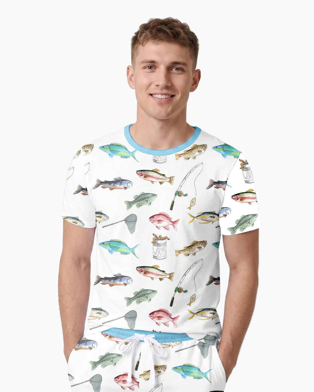 Gone Fishing Bamboo Men Short Sleeve Short Pajama Set