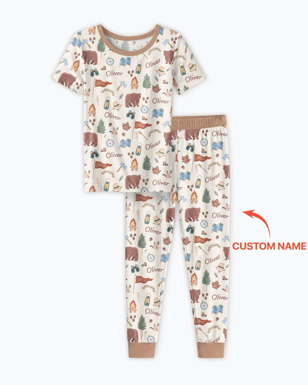 Conjunto de pijama de dos piezas de bambú de manga corta, plantilla personalizada