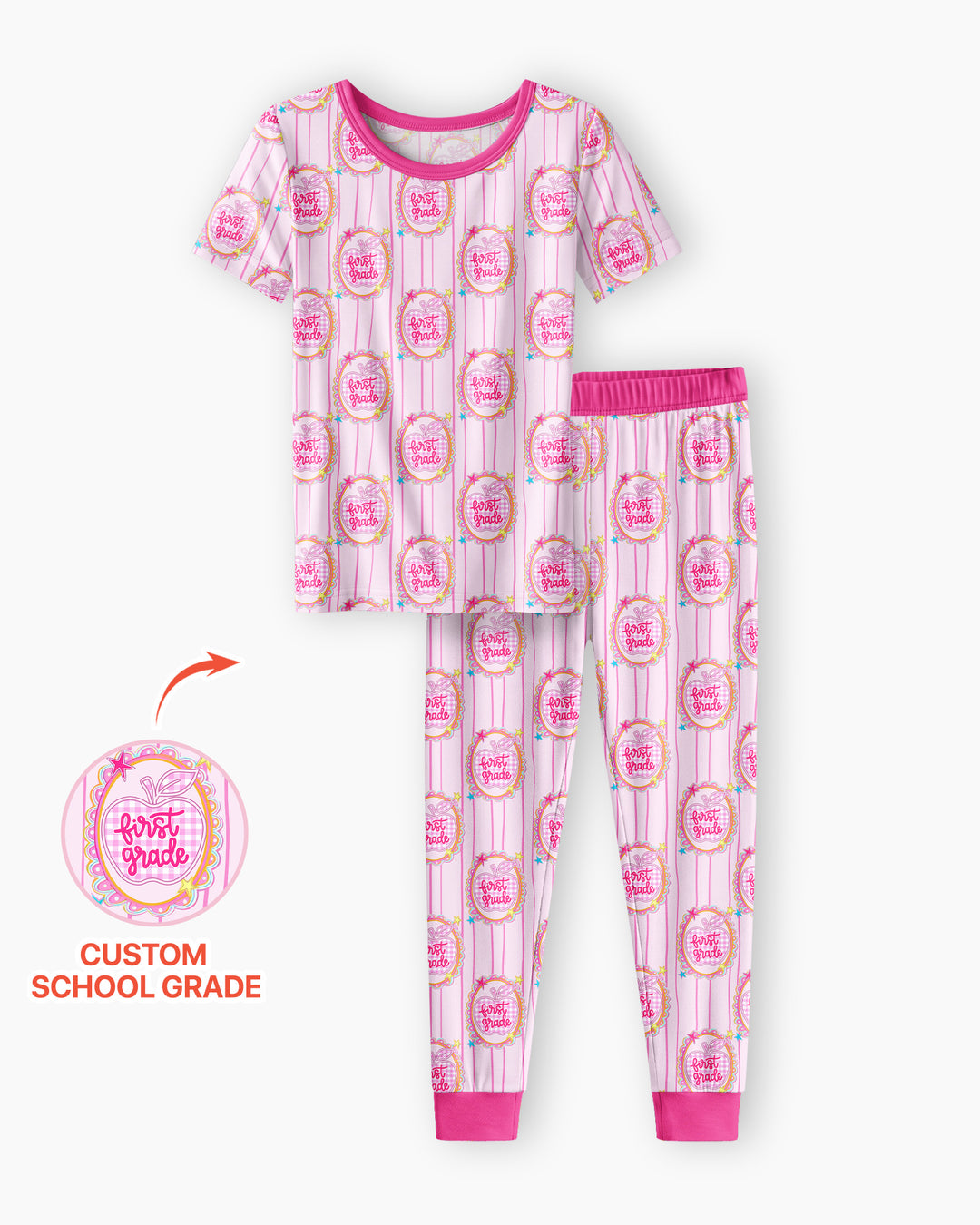 Conjunto de pijama de dos piezas de bambú de manga corta, plantilla personalizada