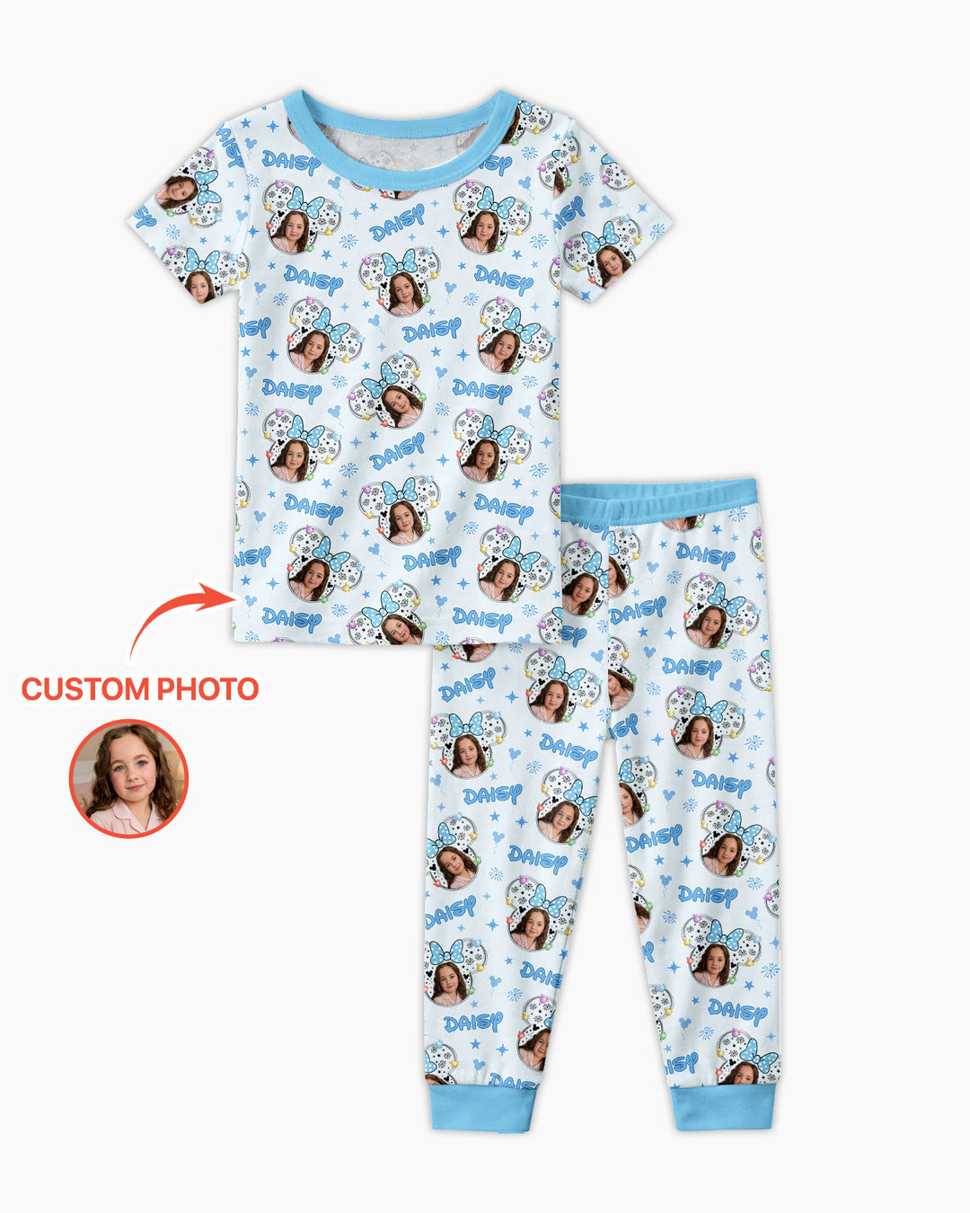 Custom Photo Little Princess Bamboo Two Piece Short Sleeve Pajama Set