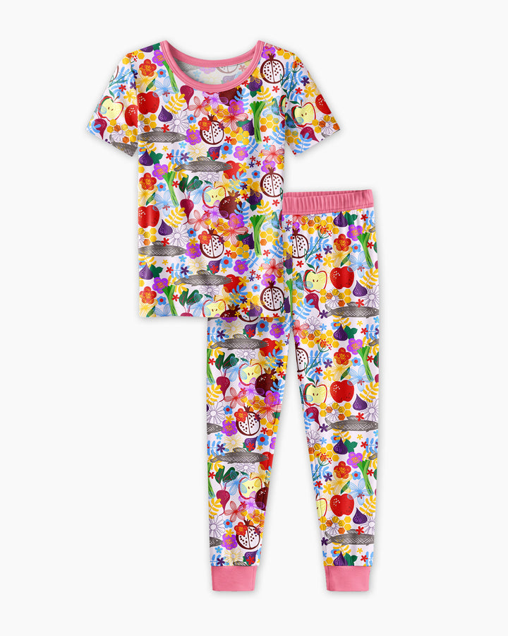 Happy Rosh Hashanah Bamboo Two Piece Short Sleeve Pajama Set