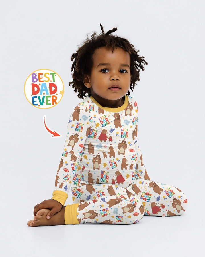 Best Daddy Bear Ever Family Matching Bamboo Two Piece Long Sleeve Pajama Set