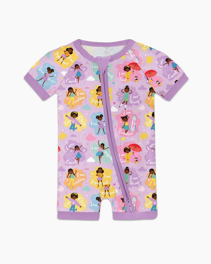 African American Girl I Am Loved Bamboo Shorty Zippy