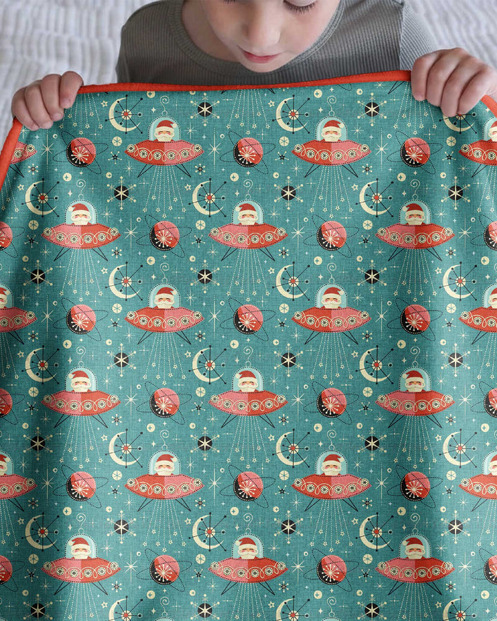Atomic Santas in Space Bamboo Blanket