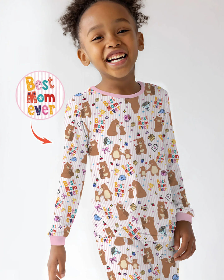 Best Mama Bear Ever Family Matching Bamboo Two Piece Long Sleeve Pajama Set