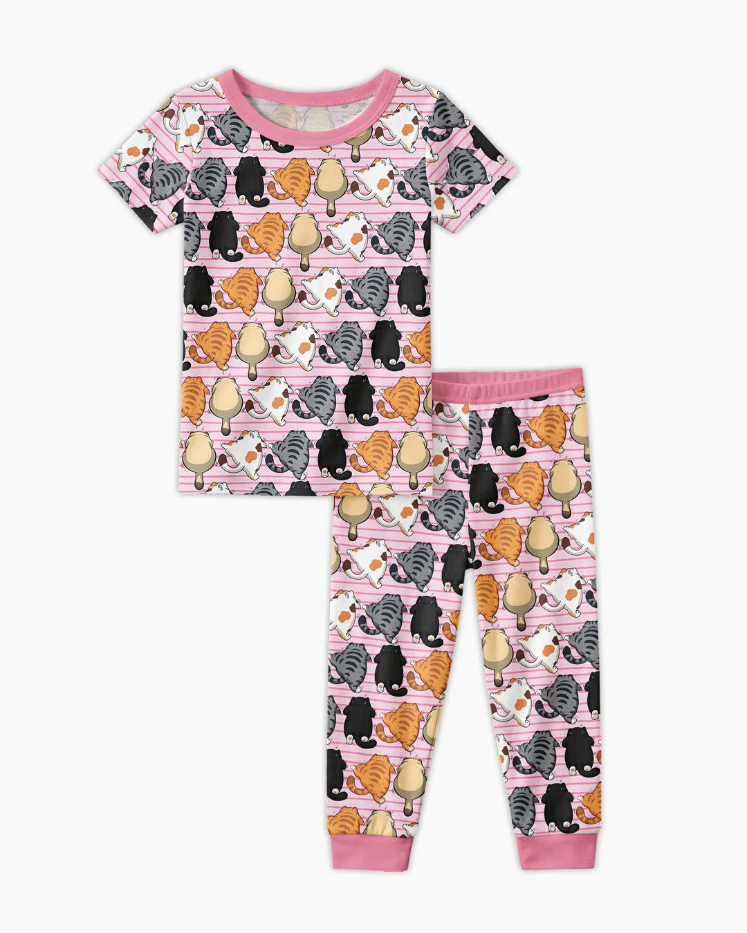 Funny Cat Butts Club Family Matching Bamboo Two Piece Short Sleeve Pajama Set