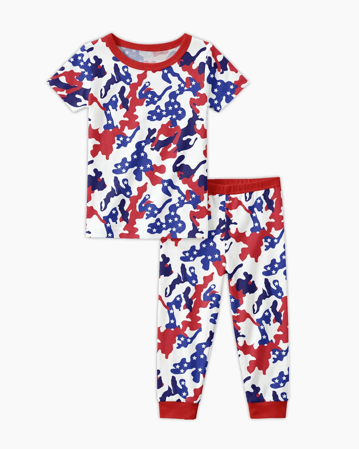 Patriot Camo Daddy & Me Matching Bamboo Two Piece Short Sleeve Pajama Set
