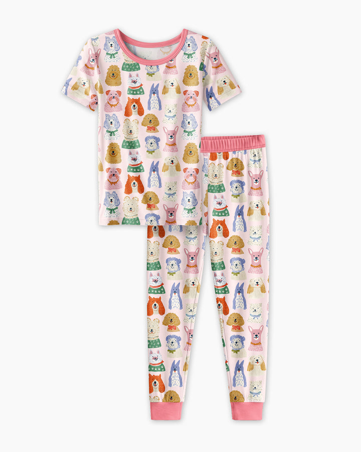 Puppy Portrait Bamboo Two Piece Short Sleeve Pajama Set