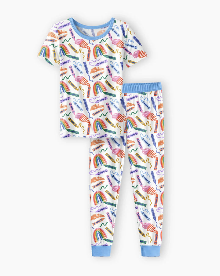 Crayon Chaos Bamboo Two Piece Short Sleeve Pajama Set