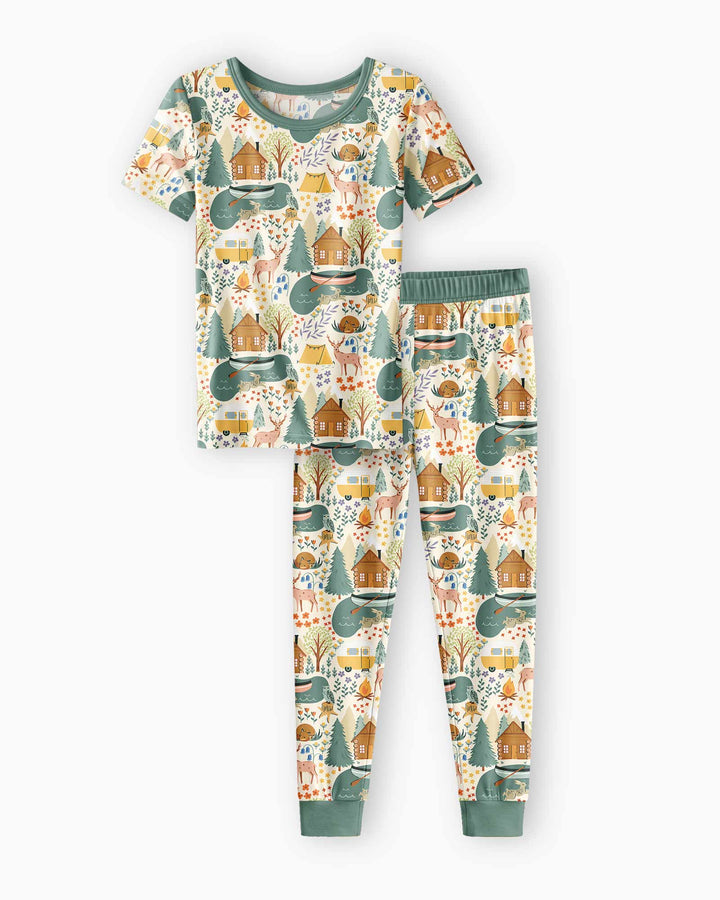 Conjunto de pijama de dos piezas de manga corta de bambú