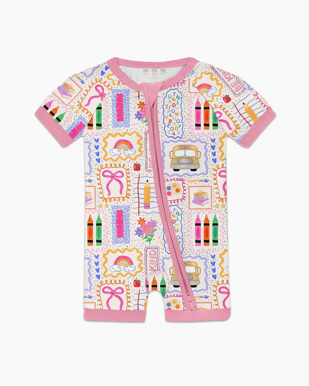 Colorful Doodle School Bamboo Shorty Zippy