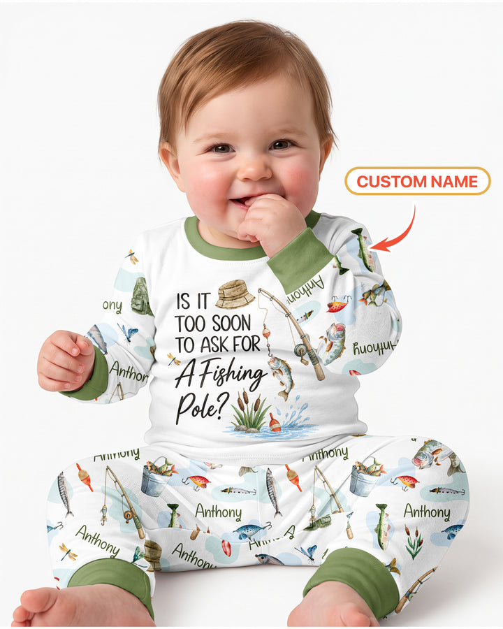 Is It Too Soon To Ask For A Fishing Pole Bamboo Two Piece Long Sleeve Pajama Set