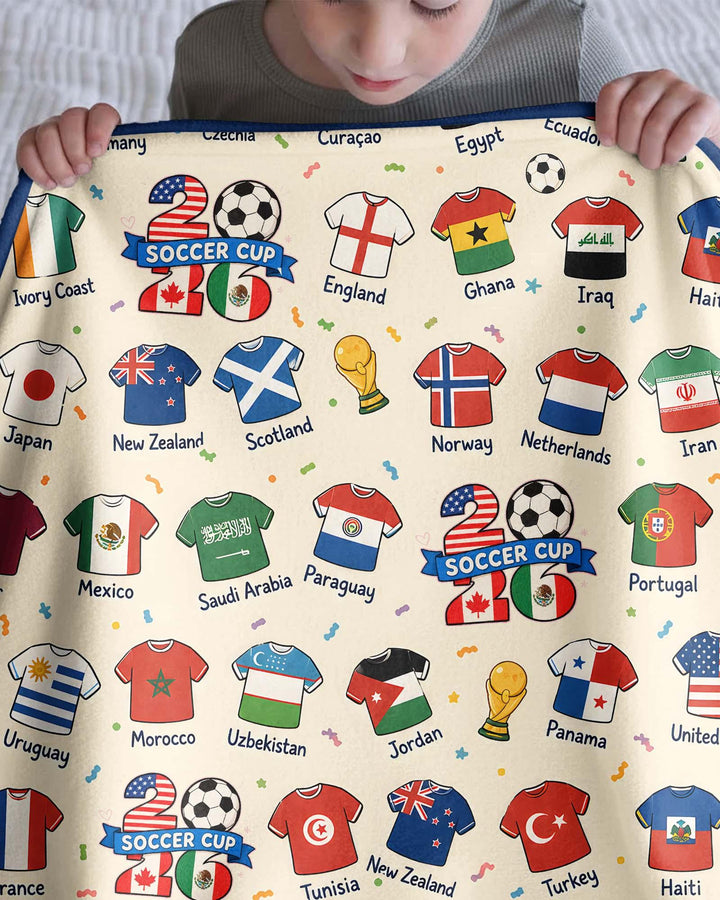 2026 Soccer World Jersey Flag Bamboo Blanket