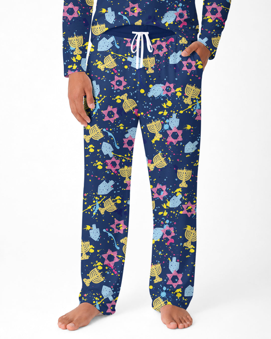 Hanukkah Family Splatter Paint  Bamboo Men's Pajama Set
