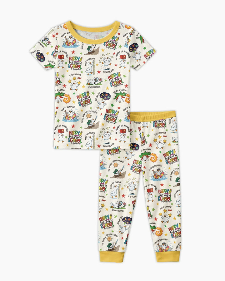 Silly Goose Happy Last Day of School Bamboo Two Piece Short Sleeve Pajama Set