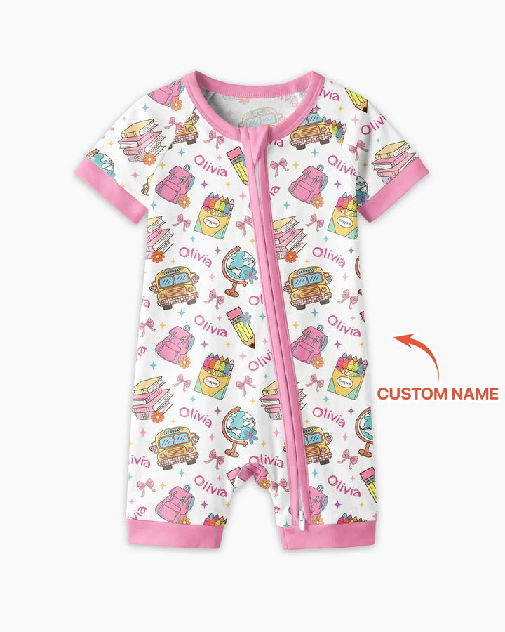 Custom Name Back To School Bamboo Shorty Zippy