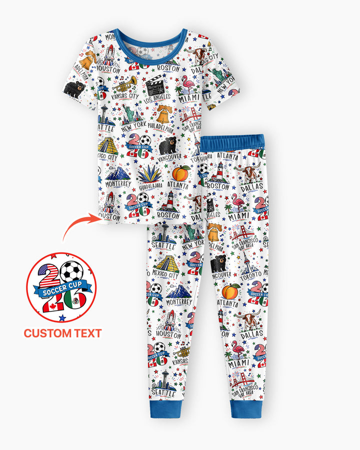 2026 Soccer Cup Host Citties Bamboo Two Piece Short Sleeve Pajama Set