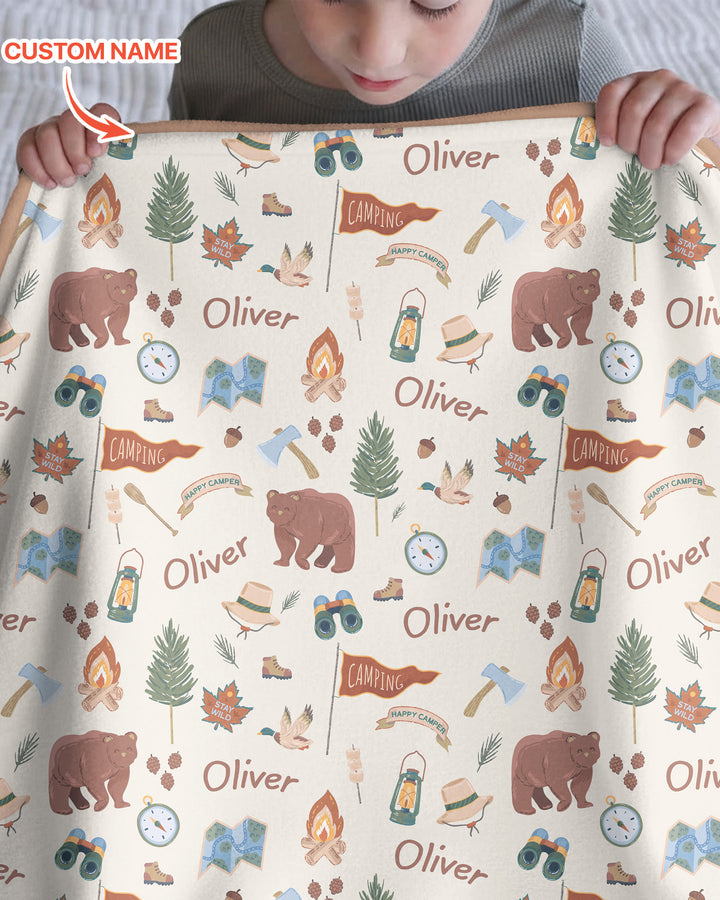 Custom Name Adventure Outdoors Bamboo Blanket