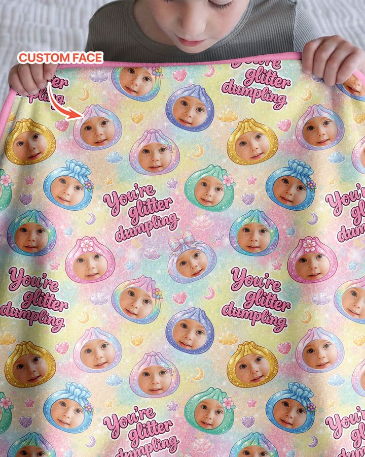 Custom Photo You're Glitter Dumpling Bamboo Blanket