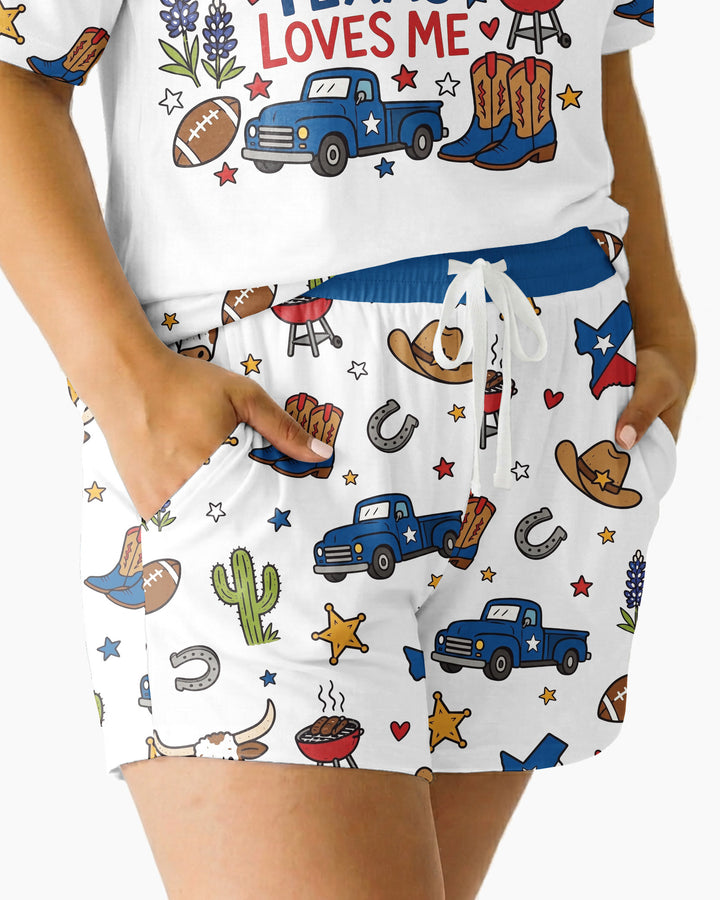Someone in Texas Loves Me Bamboo Women Short Sleeve Short Pajama Set