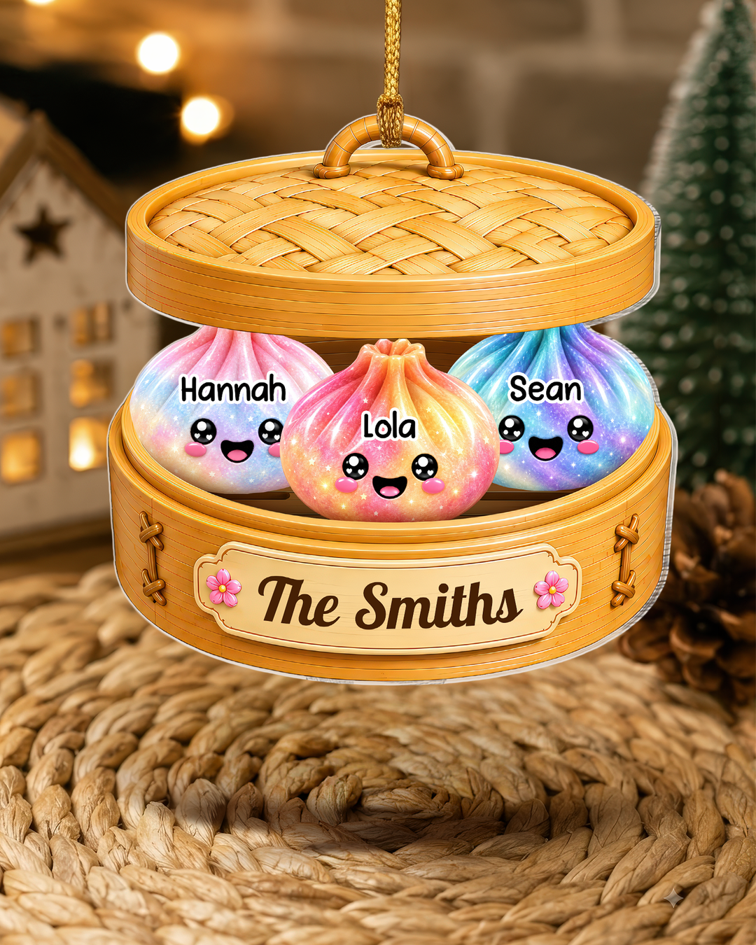 Glitter Dumpling Family Personalized Acrylic Ornament