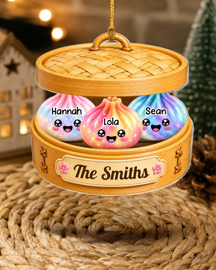 Glitter Dumpling Family Personalized Acrylic Ornament