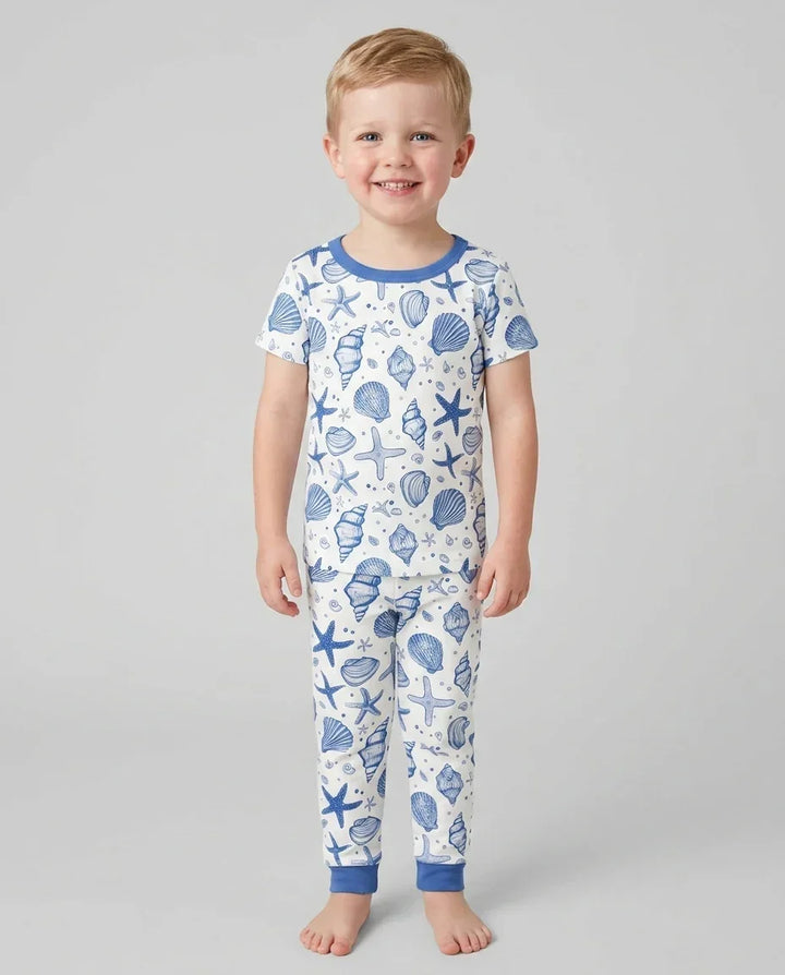 Coastal Charm Family Matching Bamboo Two Piece Short Sleeve Pajama Set