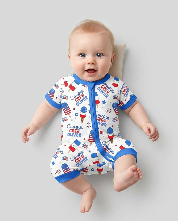 Plantilla PERSONALIZADA de Bambú Pijama Corto con Cremallera