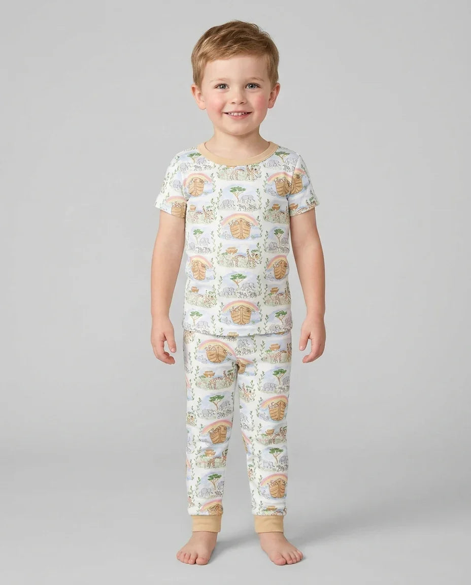 Noah And The Ark Bamboo Two Piece Short Sleeve Pajama Set