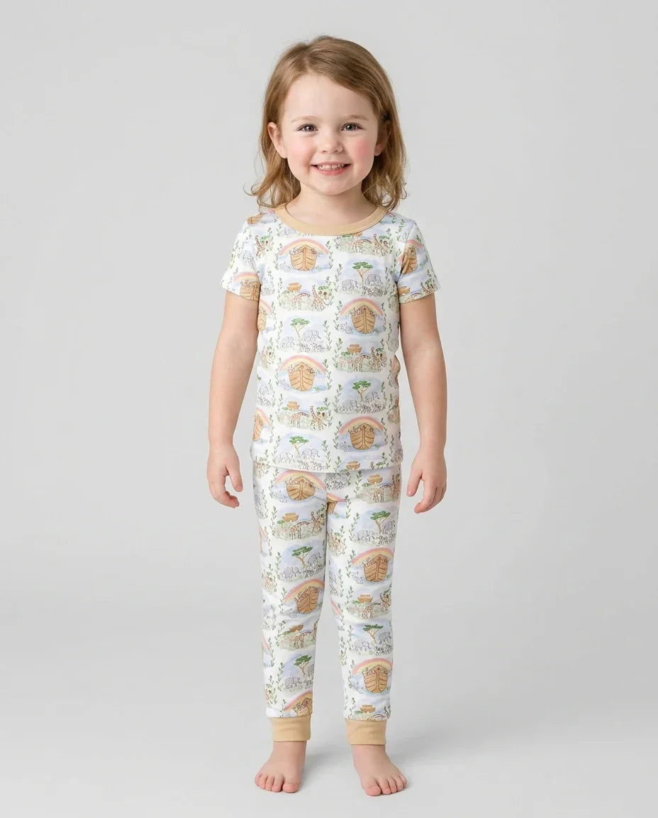 Noah And The Ark Bamboo Two Piece Short Sleeve Pajama Set
