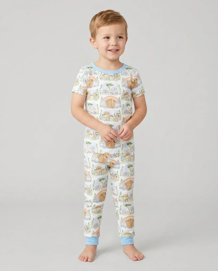 Noah And The Ark Bamboo Two Piece Short Sleeve Pajama Set