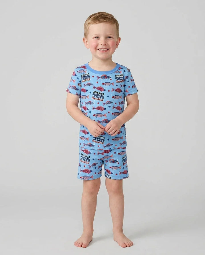Conjunto de Pijama de Dos Piezas de Bambú con Mangas Cortas y Pantalones Cortos