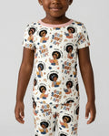 God Says I Am Cute Learning Afro Girl  Bamboo Two Piece Short Sleeve Pajama Set