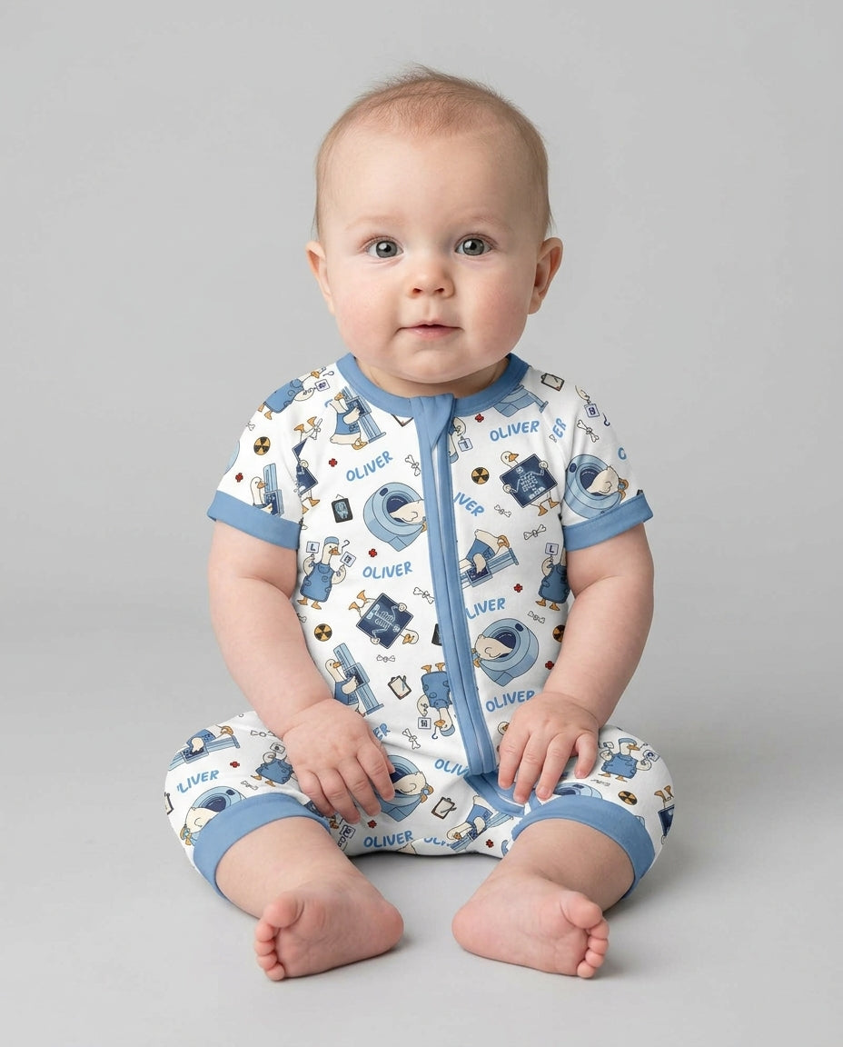 Plantilla PERSONALIZADA de Bambú Pijama Corto con Cremallera