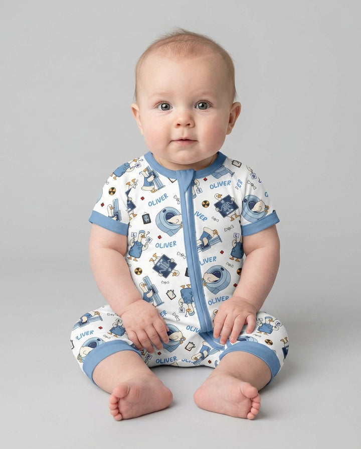 Plantilla PERSONALIZADA de Bambú Pijama Corto con Cremallera