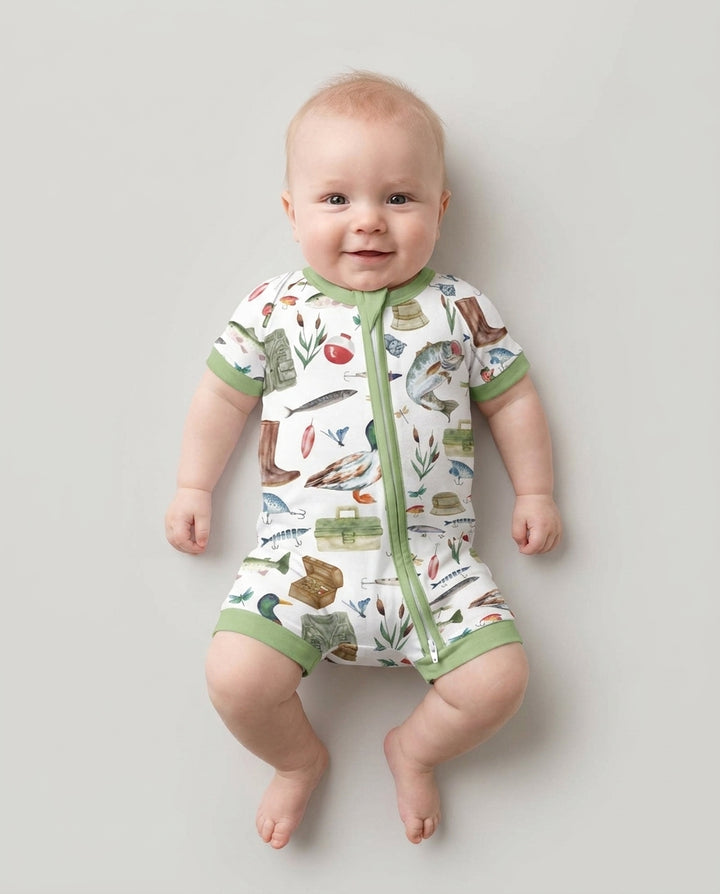 Daddy's Fishing Buddy Daddy& Me Matching Bamboo Shorty Zippy
