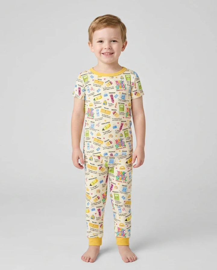 Back To School Survival Kit Bamboo Two Piece Short Sleeve Pajama Set