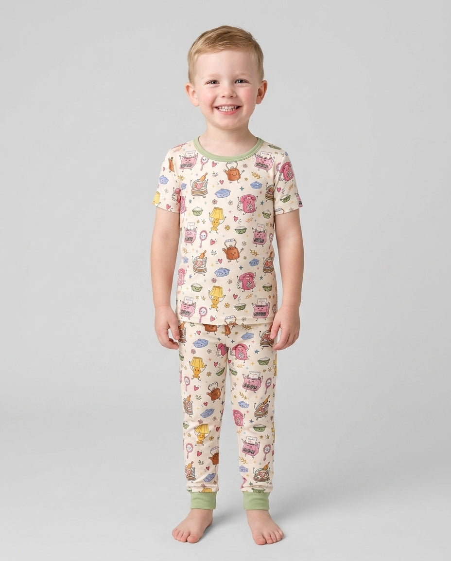 Conjunto de pijama de dos piezas de manga corta de bambú
