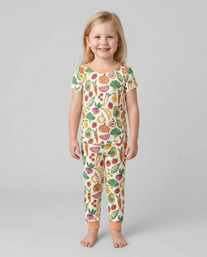Conjunto de pijama de dos piezas de manga corta de bambú