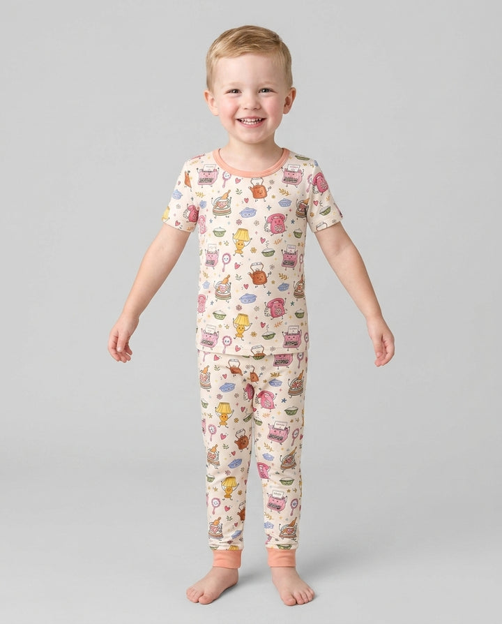 Conjunto de pijama de dos piezas de manga corta de bambú