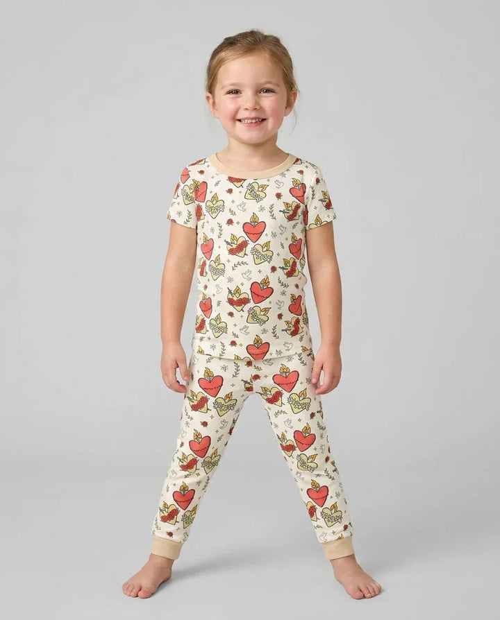Three Sacred Hearts Bamboo Two Piece Short Sleeve Pajama Set