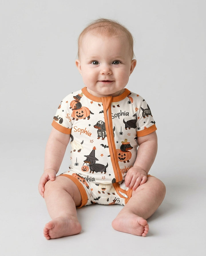 Orange and Black Dachshund Bamboo Shorty Zippy