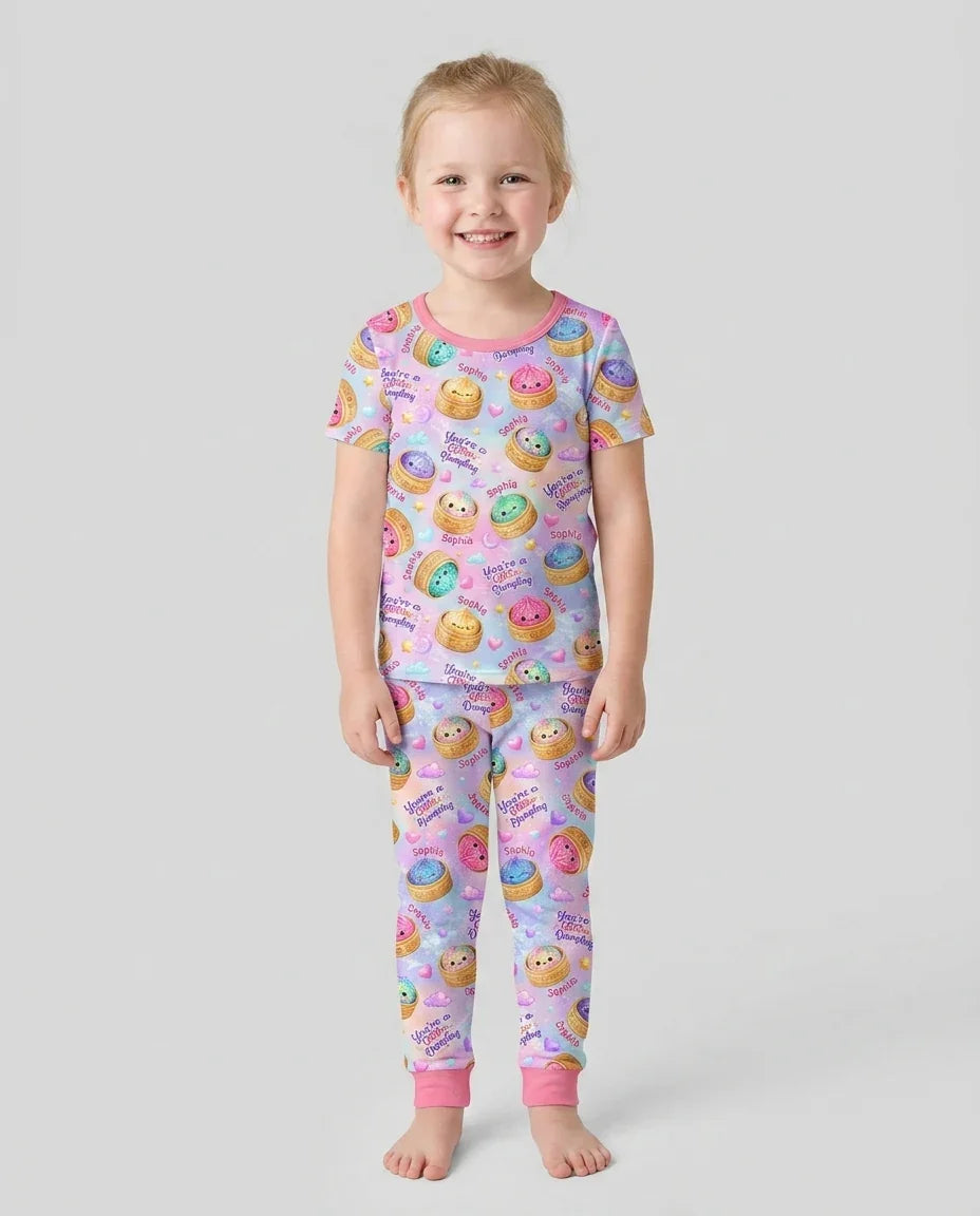 Conjunto de pijama de dos piezas de bambú de manga corta, plantilla personalizada