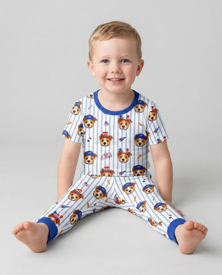 Conjunto de pijama de dos piezas de bambú de manga corta, plantilla personalizada