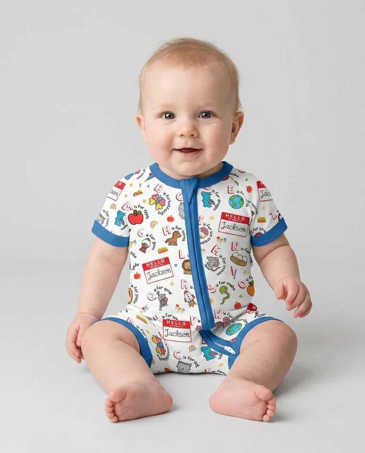 Custom Name Hello School ABCs Bamboo Shorty Zippy