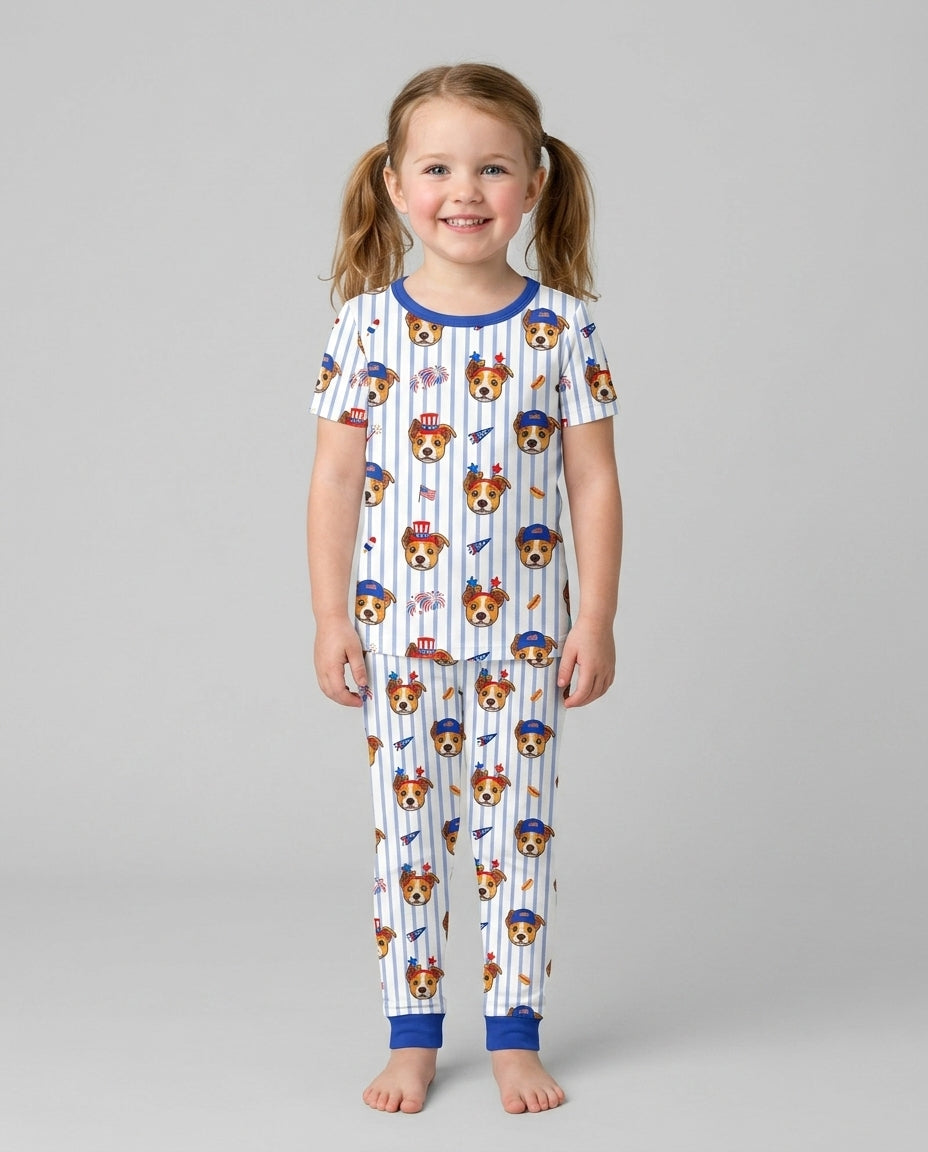 Conjunto de pijama de dos piezas de bambú de manga corta, plantilla personalizada