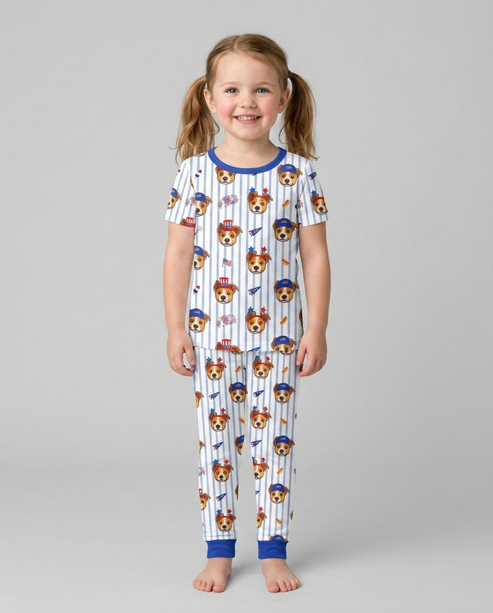 Conjunto de pijama de dos piezas de bambú de manga corta, plantilla personalizada